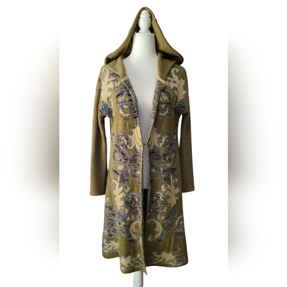 FREE PEOPLE AFTER THE STORM LONG HOODED JACQUARD SWEATER - Picture 2 of 8